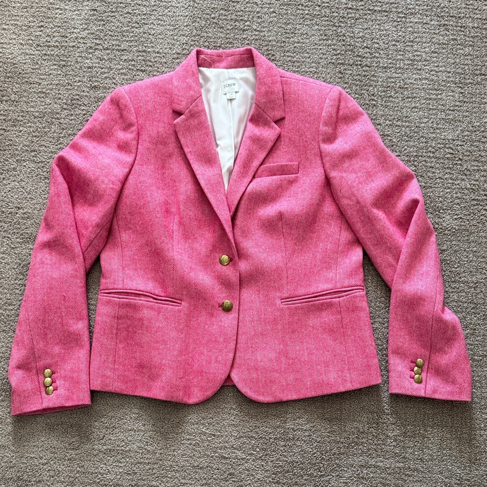 J. Crew Factory Herringbone wool-blend schoolboy blazer